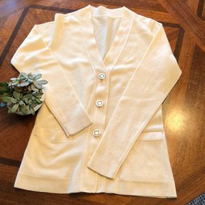 Kinross cashmere cardigan, cream colored